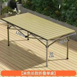 Mesa larga plegable para acampar al aire libre, color haya, 120*55*50