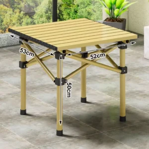 Mesa plegable de camping exterior, color haya, 52*52*50