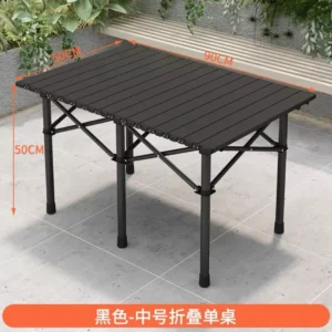 Mesa larga plegable para acampar al aire libre, negra, 90*55*50