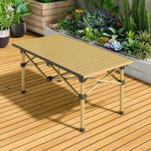 Mesa larga plegable para acampar al aire libre, color haya 90*55*50