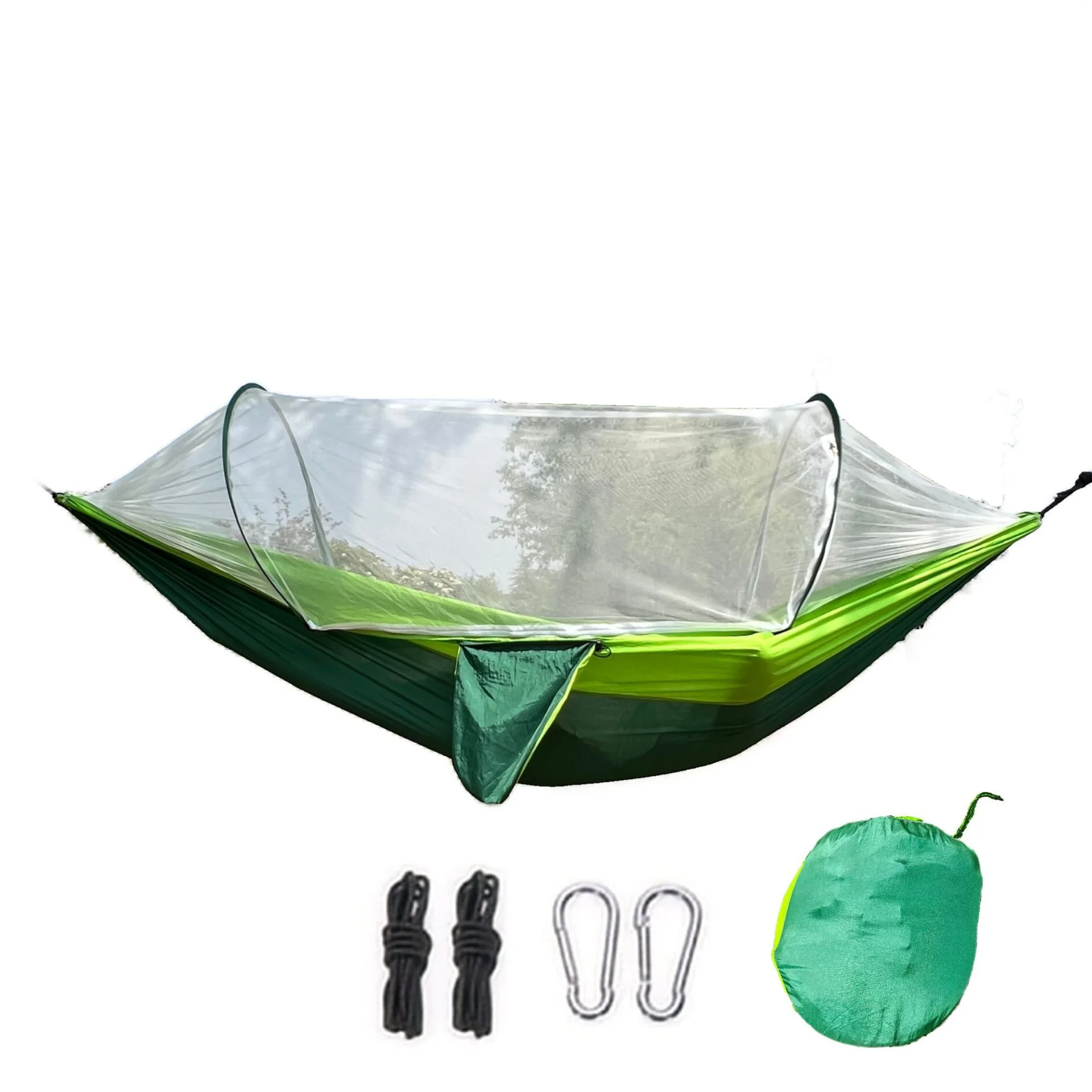 Hamaca de mosquitero color verde lima combinado con verde oscuro 270*140