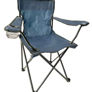 Silla de pesca plegable azul claro para exteriores, con reposabrazos,