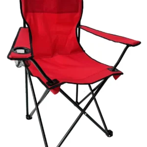Silla de pesca plegable con reposabrazos para exteriores, color rojo