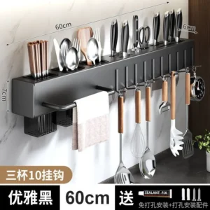 Estante de cocina +10 ganchos+porta utensilios