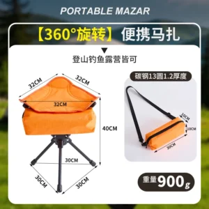 Banco plegable triangular portátil de color naranja para exteriores