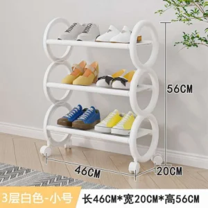 estante para zapatos pequeño con ruedas giratorias de 3 niveles
