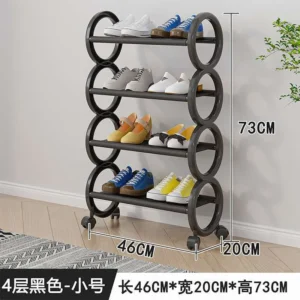 estante para zapatos pequeño con ruedas giratorias de 4 niveles