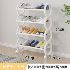 Estante para zapatos de 4 niveles, con ruedas giratorias grandes